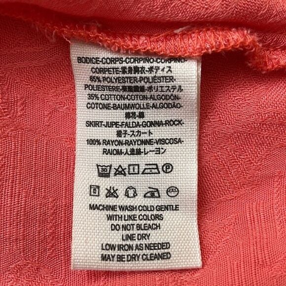 Free People Fiesta dress coral crochet lace bodice flowy asymmetrical hem XS - Picture 5 of 10